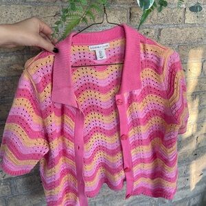 Pink and Yellow Women's Sweater